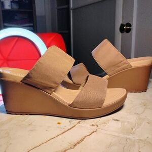 CROCS Women's Tan Wedge Sandals